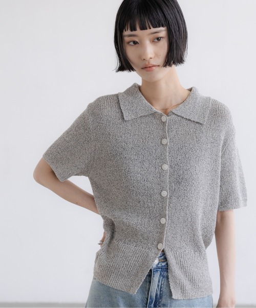tシャツ メランジニットポロカーディガン５Ｓ　660506 レディースの画像