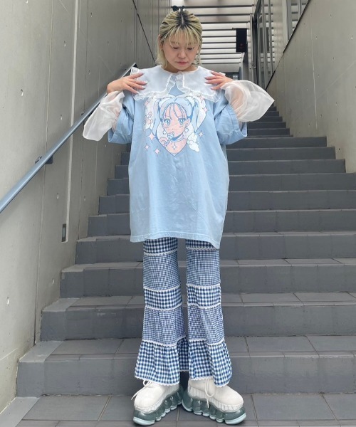 「Candy Stripper」 「the candy clothings」半袖Tシャツ 2 ライトブルー レディース_画像7