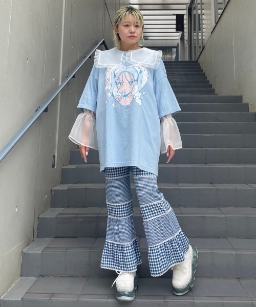 「Candy Stripper」 「the candy clothings」半袖Tシャツ 2 ライトブルー レディース_画像8