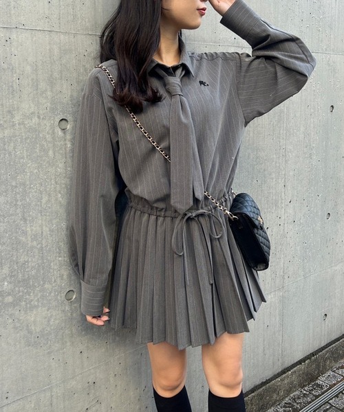 「one after another NICE CLAUP」 シャツワンピース FREE グレー レディース_画像2