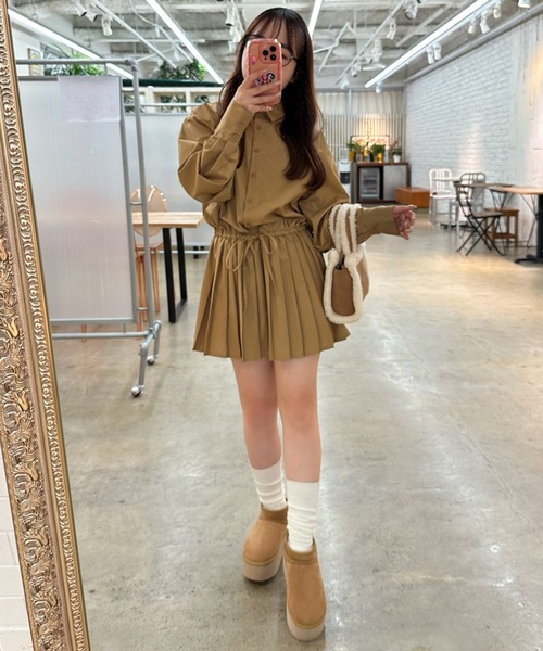 「one after another NICE CLAUP」 シャツワンピース FREE グレー レディース_画像4