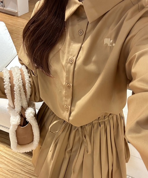 「one after another NICE CLAUP」 シャツワンピース FREE グレー レディース_画像5