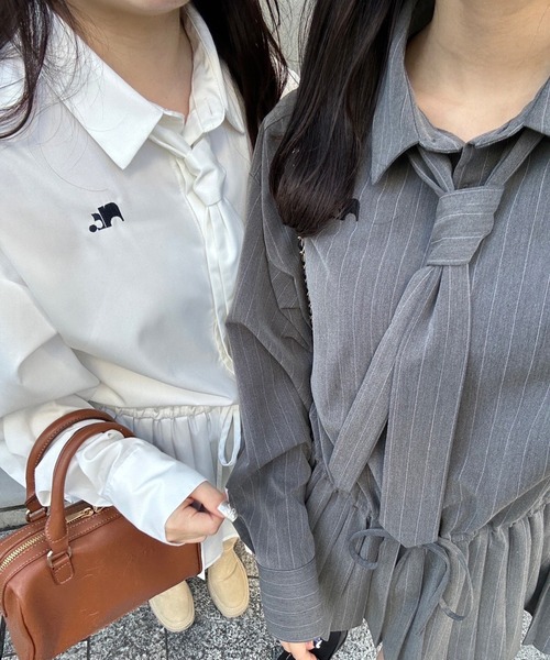 「one after another NICE CLAUP」 シャツワンピース FREE グレー レディース_画像6