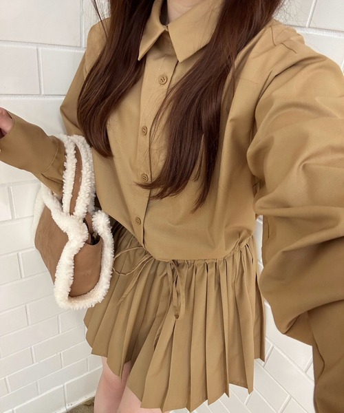 「one after another NICE CLAUP」 シャツワンピース FREE グレー レディース_画像9