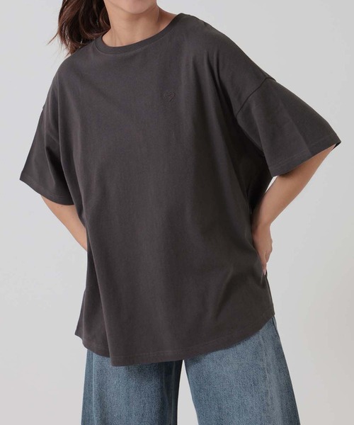 タグ付き新品　マドモアゼル　ノンノ　チュニック　半袖　Ｌ　綿100% ハートマーケット（HEART MARKET） tシャツ 半袖 ヘムテールバック
