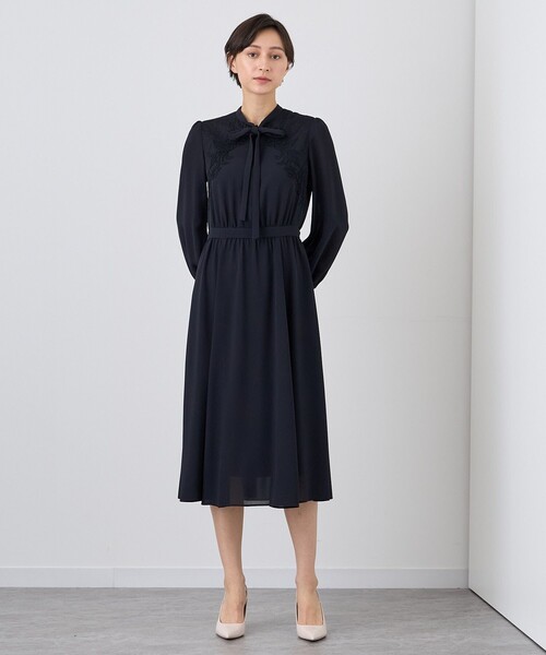 「ANAYI」 長袖ワンピース 34 ネイビー レディース_画像4