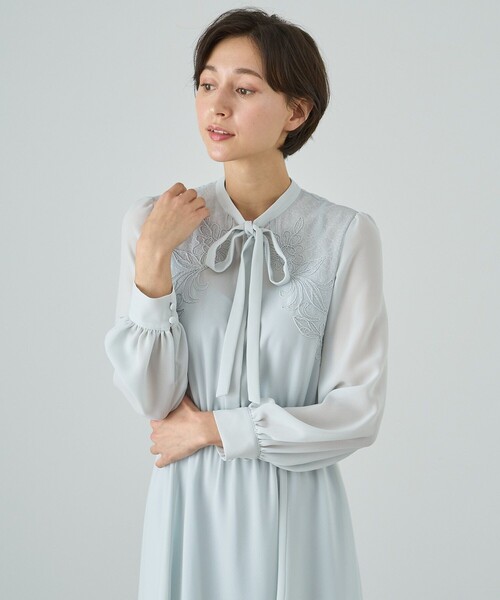 「ANAYI」 長袖ワンピース 34 ネイビー レディース_画像9