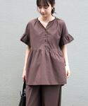 ブラウス シャツ 夏 半袖 袖フリルスキッパー...の詳細画像4
