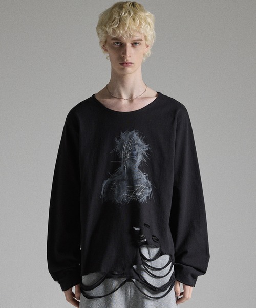 GRANCY tシャツ 「GRANCY」Graphic Damage LongTee / グラフィック