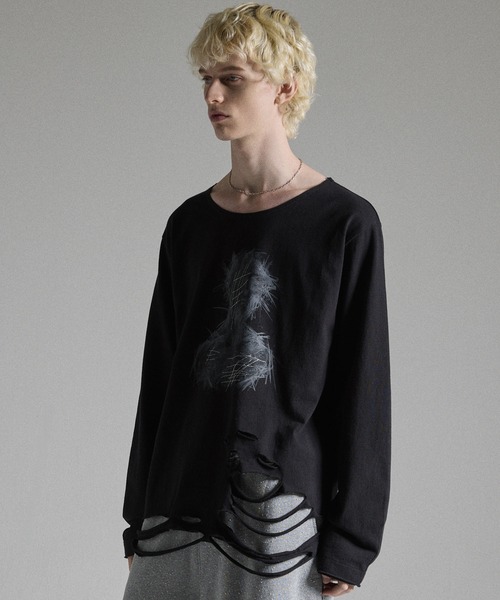 GRANCY tシャツ 「GRANCY」Cross Patch Damaged Thermal Longsleeve