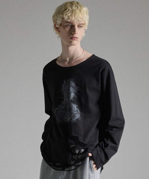 GRANCY tシャツ 「GRANCY」Graphic Damage LongTee / グラフィック