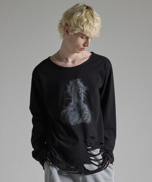 GRANCY tシャツ 「GRANCY」Graphic Damage LongTee / グラフィック
