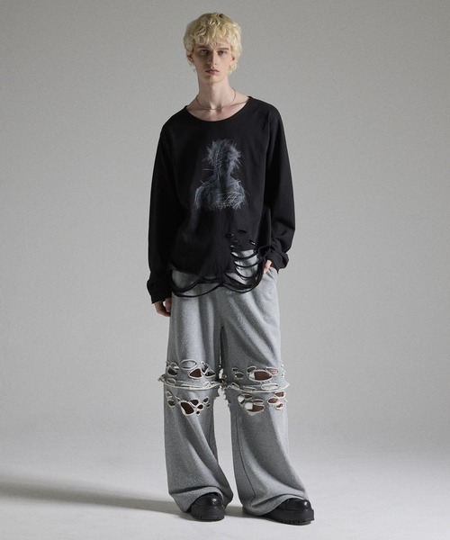 GRANCY tシャツ 「GRANCY」Graphic Damage LongTee / グラフィック