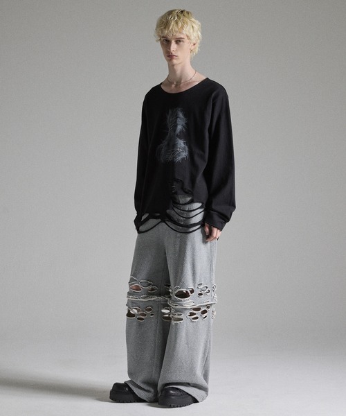 GRANCY tシャツ 「GRANCY」Graphic Damage LongTee / グラフィック