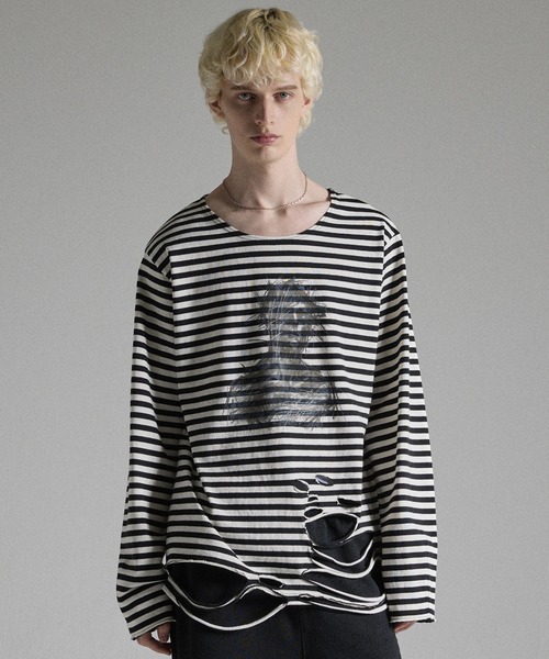 GRANCY tシャツ 「GRANCY」Graphic Damage LongTee / グラフィック