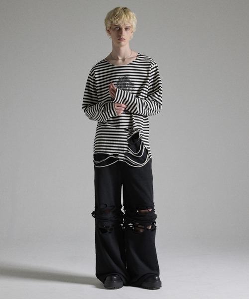 GRANCY Graphic Damage LongTee ホワイト Mサイズ GRANCY tシャツ 「GRANCY」Graphic Damage LongTee / グラフィック