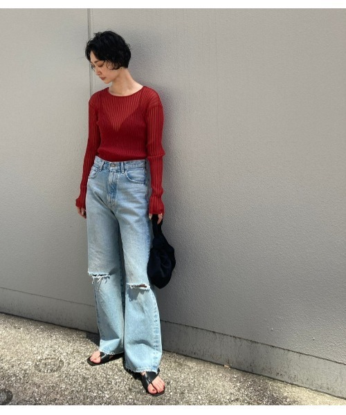「BLACK BY MOUSSY」 長袖カットソー FREE オフホワイト レディース_画像2