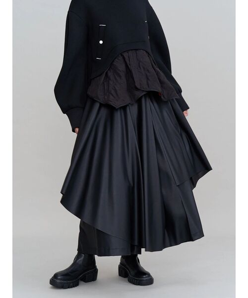 UN3D.（アンスリード） パンツ FAKE LEATHER ASYMME LAYERED PT