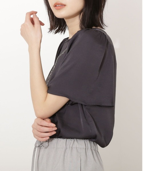 マルチサイズ ブラウス シャツ パネルフレアブラウス レディース NATURAL BEAUTY BASIC マルチサイズ ブラウス シャツ サテン