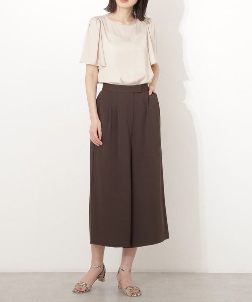 ブラウス シャツ バックサテンフレアスリーブブラウス レディース NATURAL BEAUTY BASIC マルチサイズ ブラウス シャツ サテン