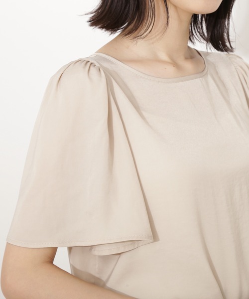 マルチサイズ ブラウス シャツ フレアスリーブトップス レディース NATURAL BEAUTY BASIC マルチサイズ ブラウス シャツ サテン