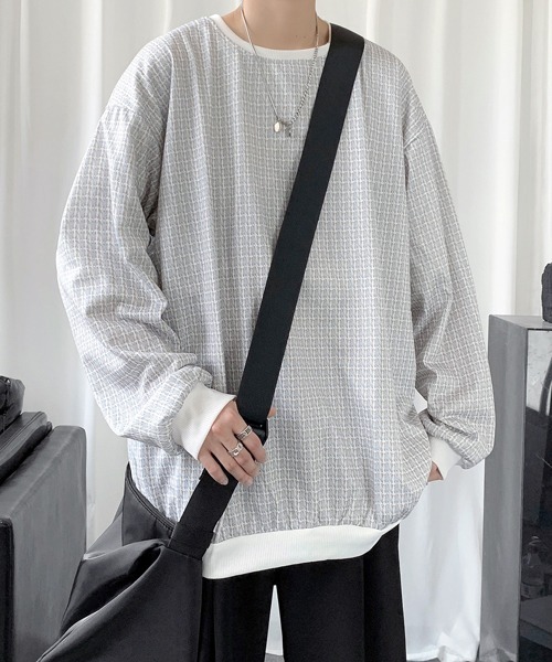 トレーナー スウェット 「FVLMEN」tweed print switching sweat