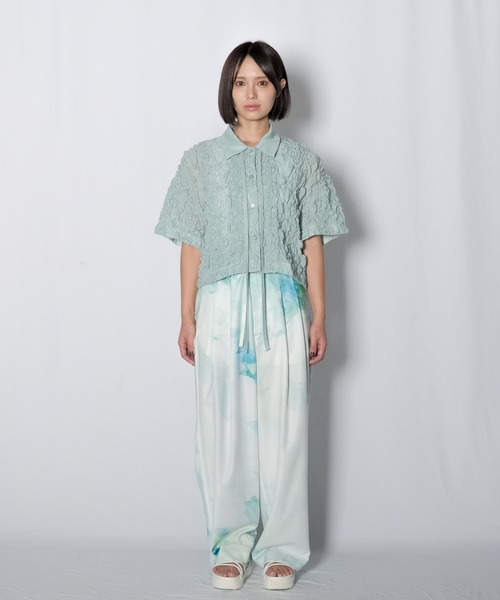 ブラウス シャツ Wizzard ウィザード / EMBROIDERY SHIRRING FAB PAJAMA BLOUSE レース刺繍シャーリングパ Wizzard ブラウス シャツ ウィザード / EMBROIDERY SHIRRING FAB