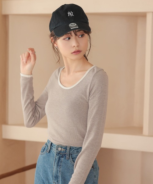 ꒰*꒱様 トップス Isn't She？（イズントシー） tシャツ シアーパイピングトップス