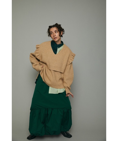 ニット セーター Layered frill tops レディース メンズ