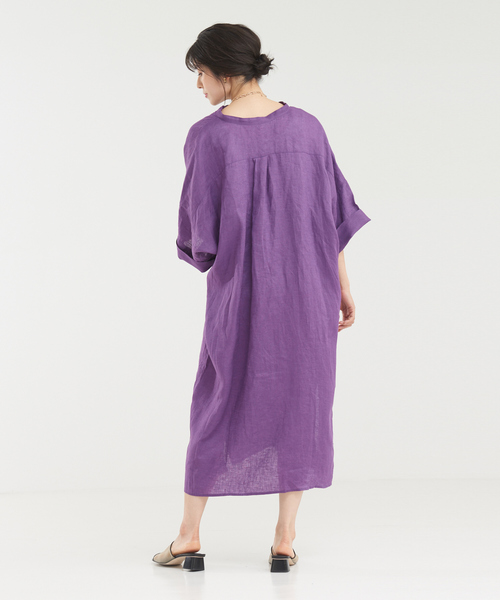 abahouse mavie ワンピース シャツワンピース リネンオーバーシャツ 