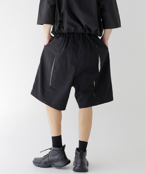 黒シンプルショートパンツ ひざ上丈]マルチカラー カットオフショートパンツ(EZBH