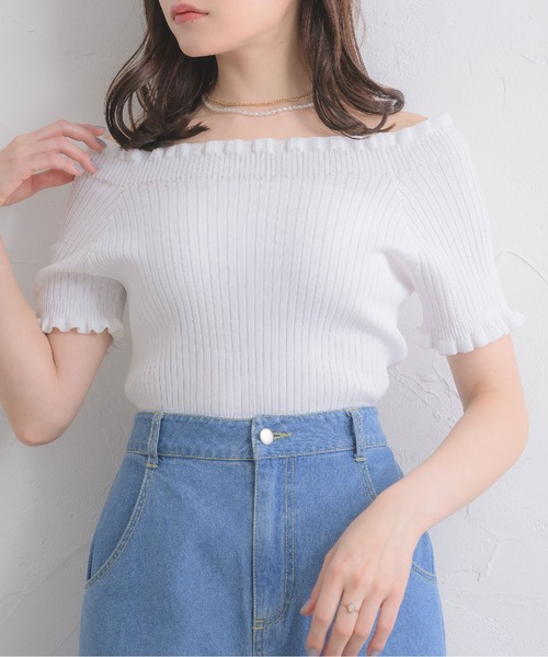 m商品♡ Emsexcite ニット セーター 2WAYフリルNT レディース : ZOZOTOWN