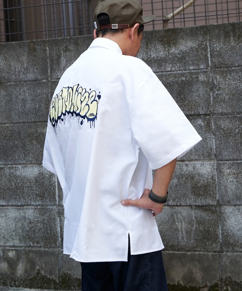 NO NEED シャツ グラフィティ刺繍 BIG半袖シャツ メンズ
