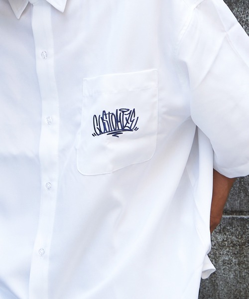 Niche. 半袖シャツ 刺繍 ビッグシルエット 黒 Mサイズ ワンフォークロージング 1111clothing ◇メッセージ刺繍 Tシャツ