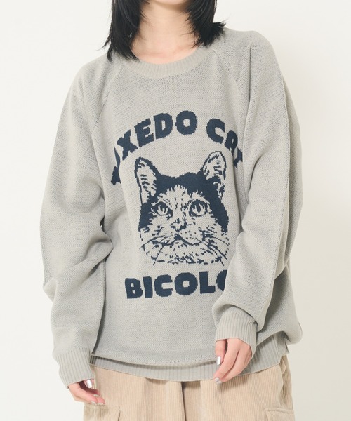 CORISCO（コリスコ） ニット セーター ニットソー動物柄ラグランクルー