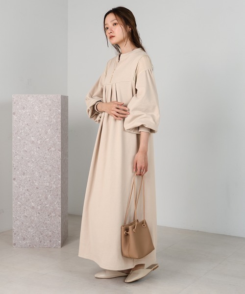 ハウスオブロータス　カディストライプワンピース　　　カフタンワンピース　ベージュ サラリと纏いたい‟大人服”「HOUSE OF LOTUS」カフタンワンピース