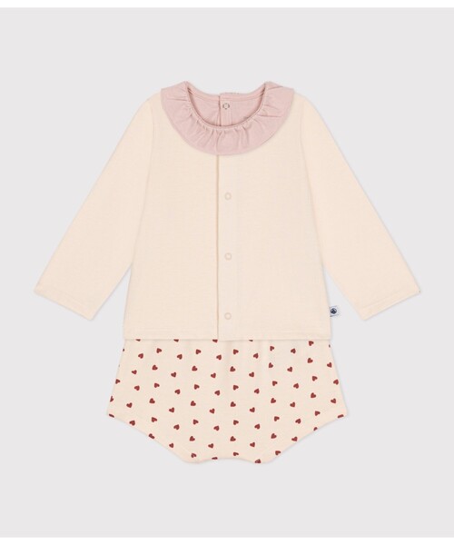 【新品】プチバトー　3点セット　81cm 女の子 カーディガン ワンピース ピンク PETIT BATEAU PETIT BATEAU（プチバトー） カーディガン ベビー3点セット キッズ