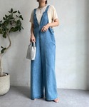 サロペット オーバーオール デニムフロントジッ...の詳細画像1