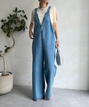 サロペット オーバーオール デニムフロントジッ...の詳細画像3