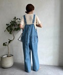 サロペット オーバーオール デニムフロントジッ...の詳細画像4