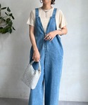 サロペット オーバーオール デニムフロントジッ...の詳細画像5