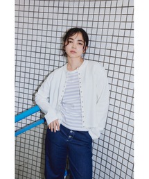 【未着用】agnès b. カーディガンプレッション孔雀プリント長袖 Sサイズ agnes b.｜WEB限定 ロゴ コットン 長袖 カーディガン