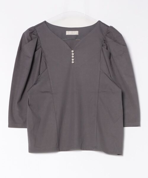tシャツ ハートネックパフスリーブカットソープルオーバー レディース