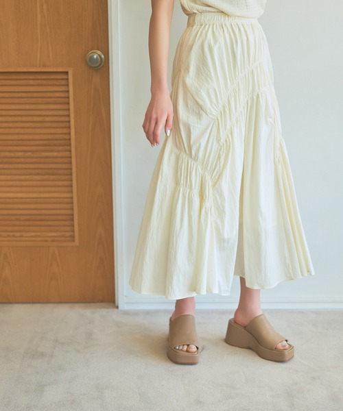 mysty woman スカート ランダムシャーリングスカート 118547