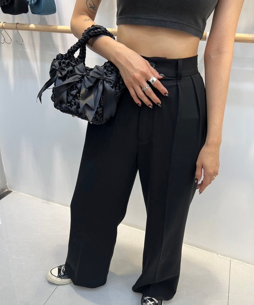 LYEON（リヨン） ハンドバッグ サテンリボンクロシェバッグ