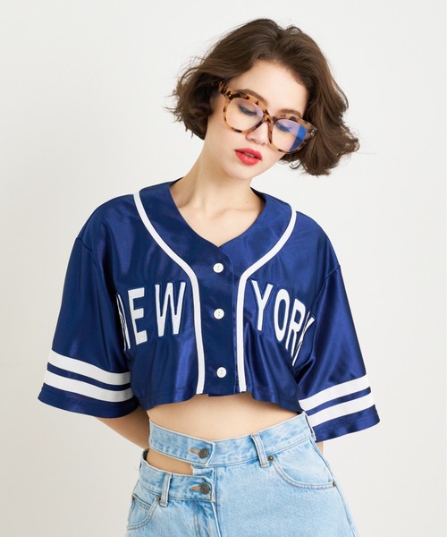 tシャツ ANNA SUI NYC NYエンブロイダリーベースボールショート