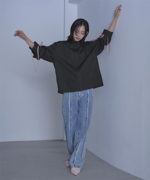 miette ブラウス シャツ 2wayリボンスリーブシャツ レディース