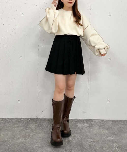 パンツ プリーツスカートレイヤードショートパンツ レディース  