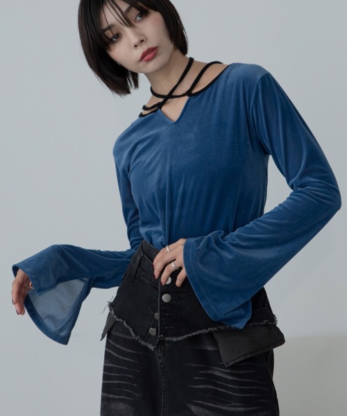 melt the lady ガチャチョーカートップス 新品 ロジータ ROJITA チョーカーデザインテレコトップス （ホワイト） -靴