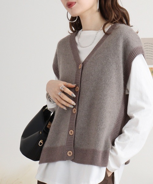 ベスト ジレ Eglantine ヤク　前開きニットベスト レディース EGLANTINE ベスト ジレ Eglantine ヤク 前開きニットベスト